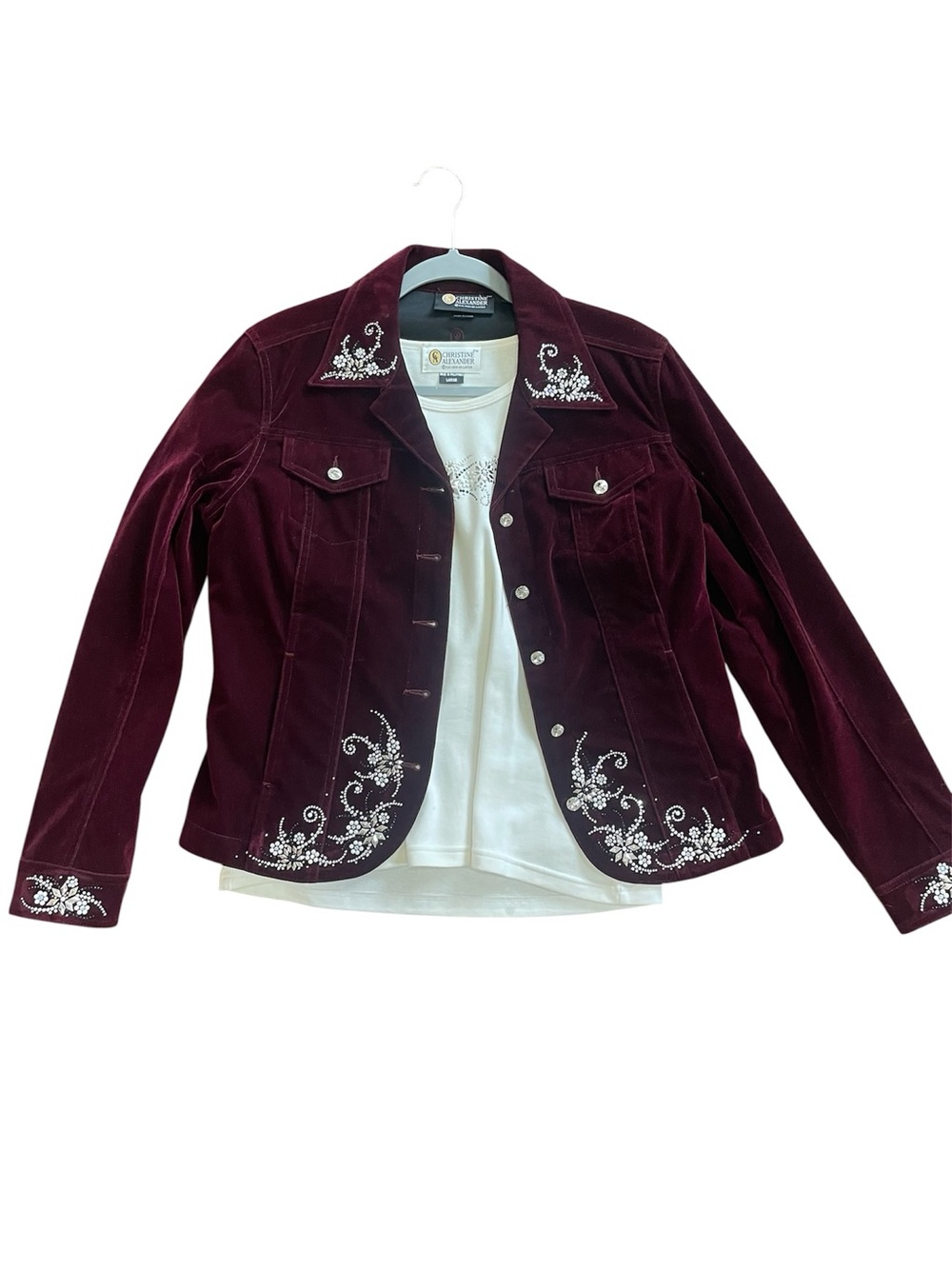 Bundle Christine Alexander Burgundy Velvet Embroidered Jacket & Matching Shirt